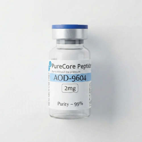 AOD-9604 2mg peptide vial for research use displayed in product packaging